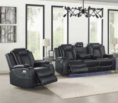 Orion Black Reclining Sofa and Loveseat